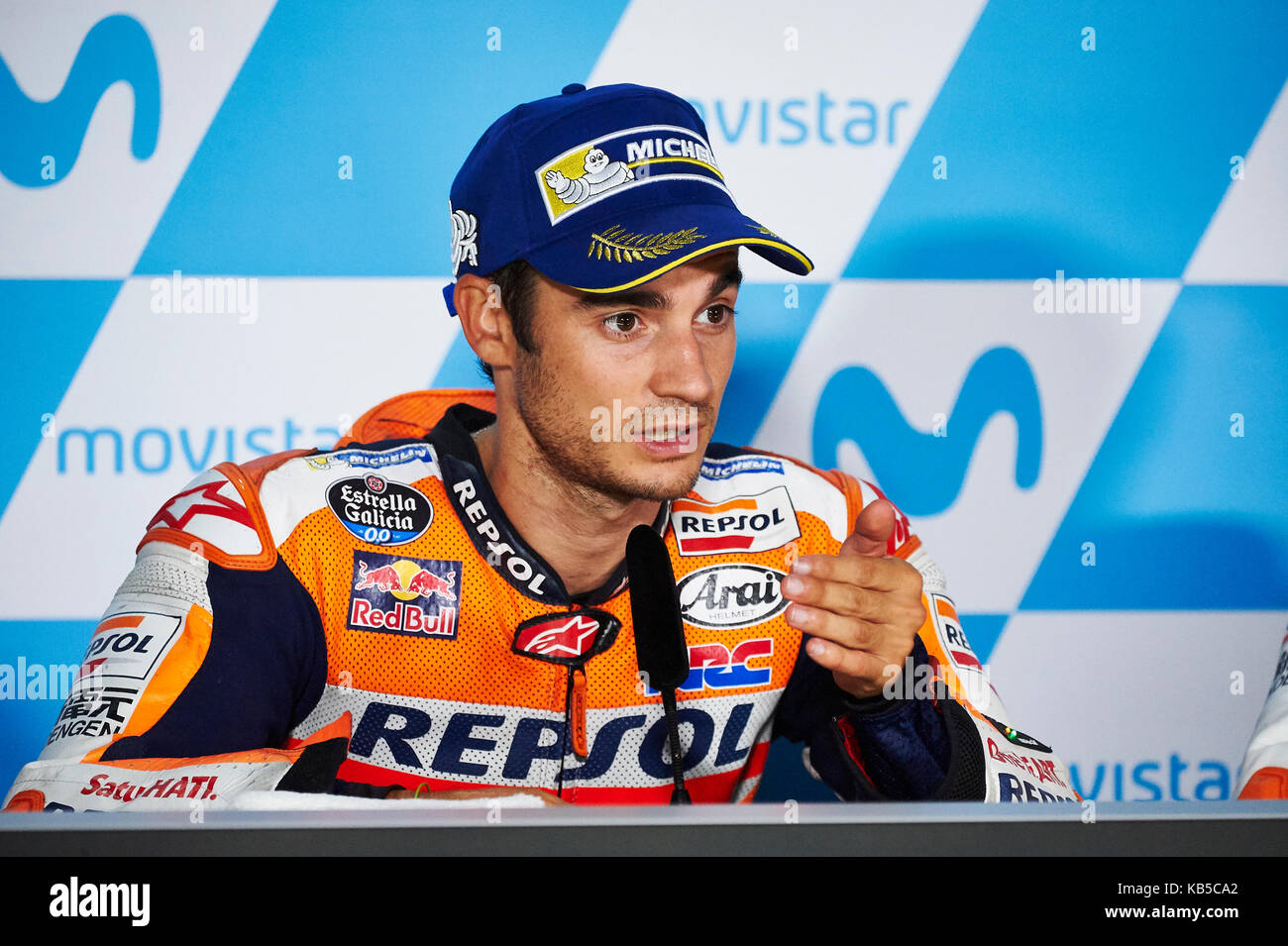 Aragon, Espagne. 24 septembre, 2017. Dani Pedrosa du team Repsol Honda motogp au cours de la conférence de presse du grand prix d'aragon de motogp. crédit : pa Banque D'Images