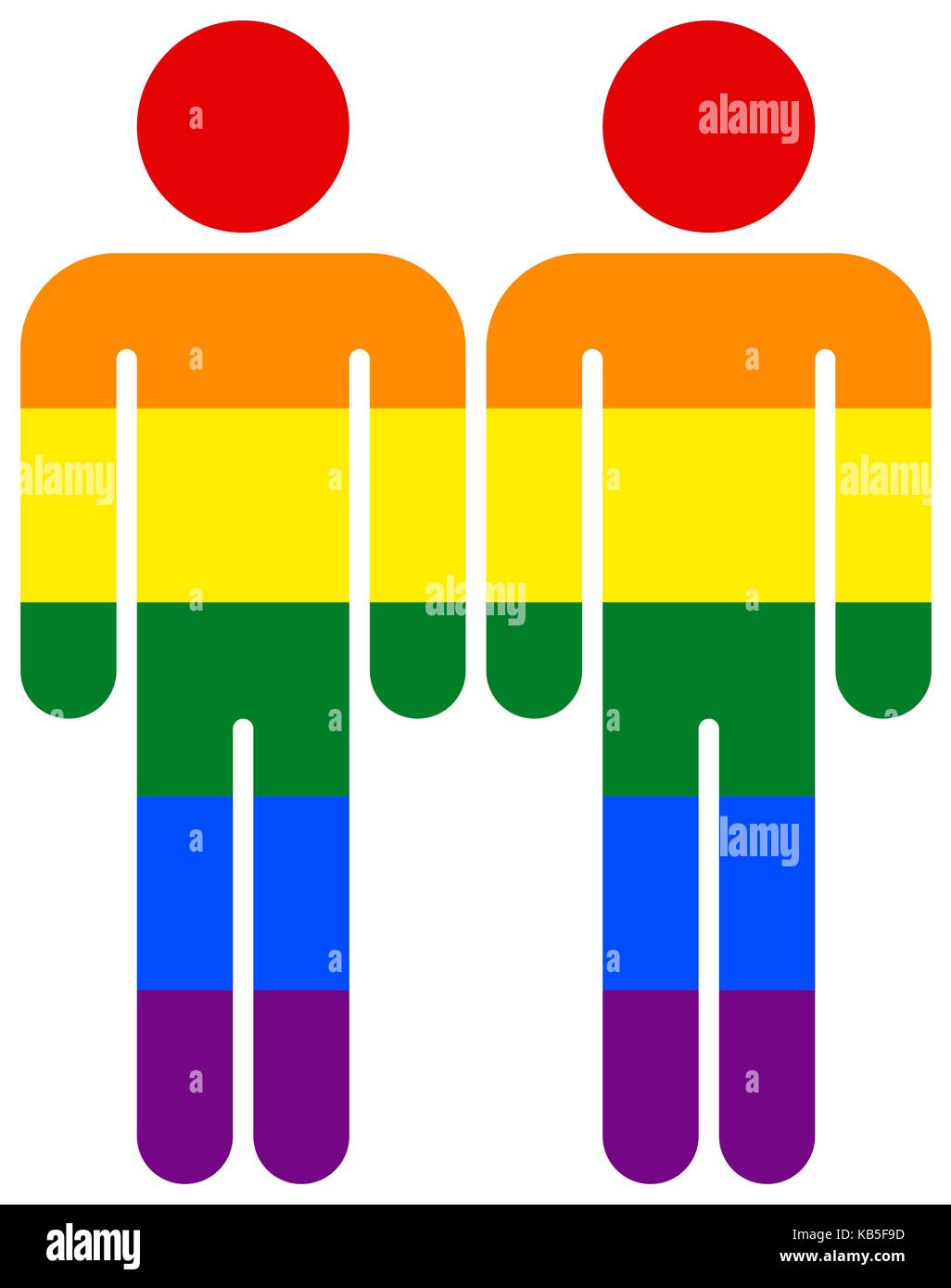 L'utiliser dans tous vos projets. deux figures de l'homme peint aux couleurs du drapeau arc-en-ciel le mouvement lgbt. recolorable facile et rapide de l'élément graphique Illustration de Vecteur