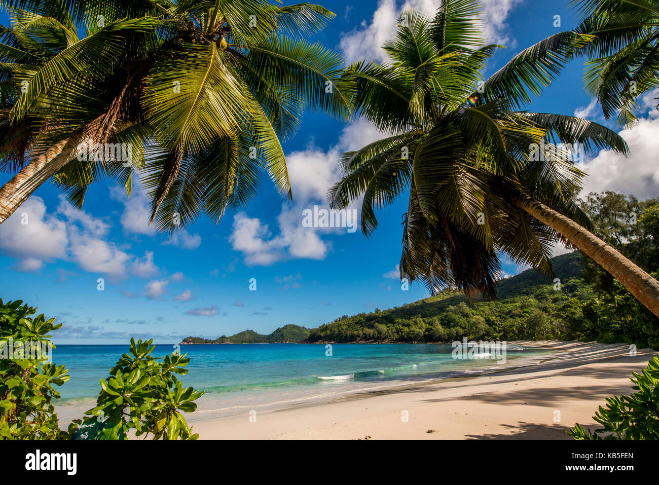 La police petit bay beach, Mahe, Seychelles, océan indien, afrique Banque D'Images