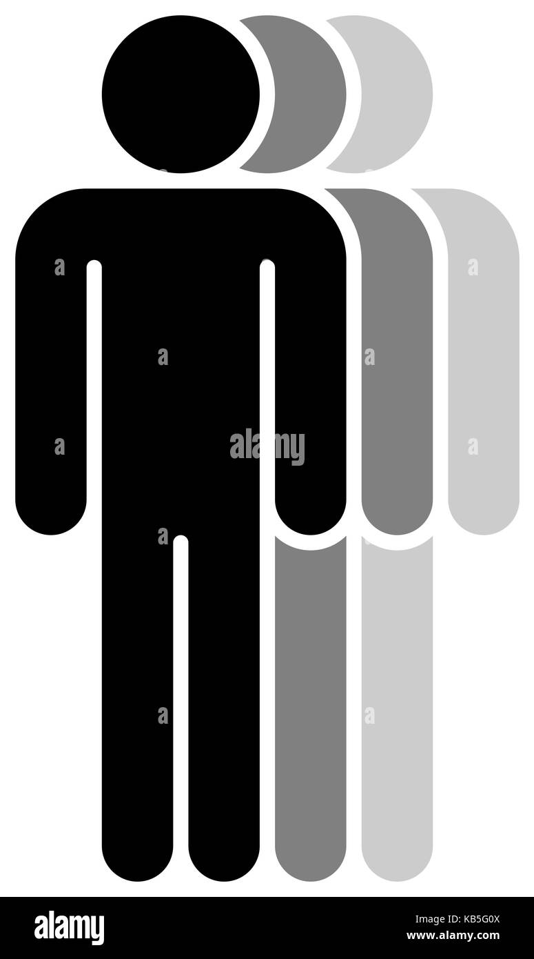 Logo sous la forme de trois personnes debout avec les mains en bas peinte dans des tons de couleur noir. recherche rapide et facile de l'élément graphique recolorable Illustration de Vecteur
