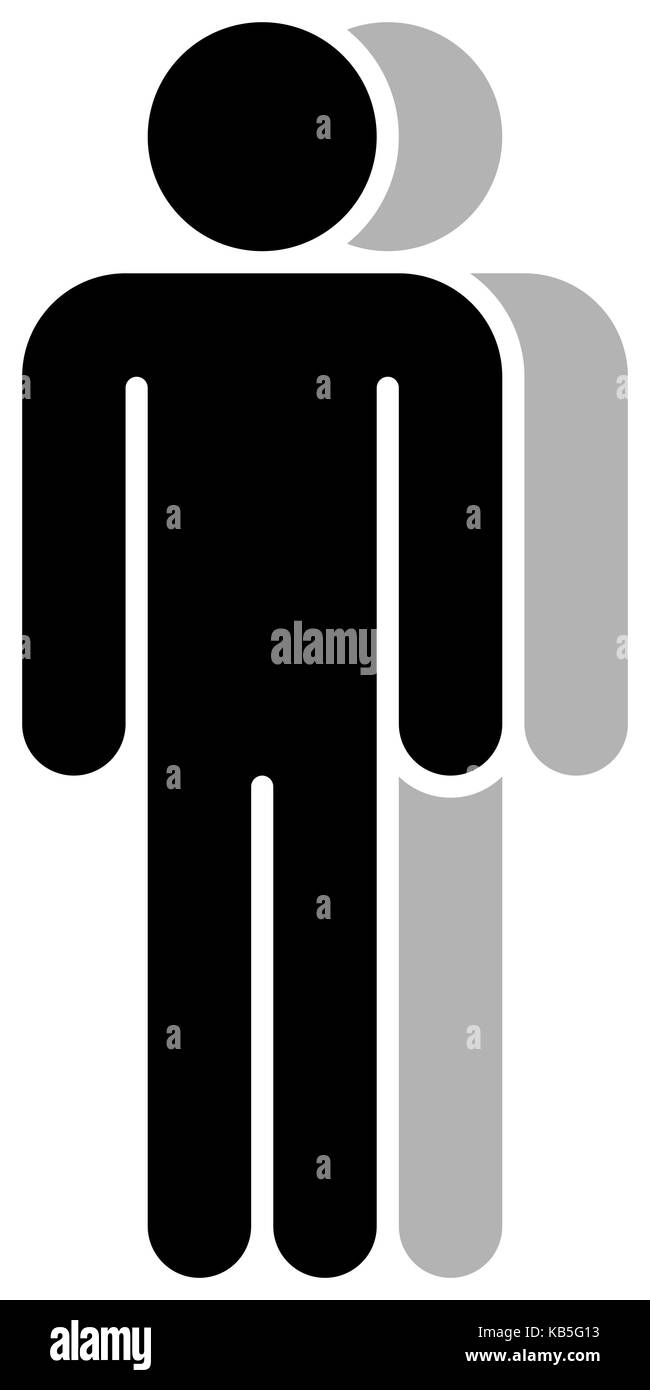 Logo sous la forme de deux personnes debout avec les mains en bas peinte dans des tons de couleur noir. recherche rapide et facile de l'élément graphique recolorable Illustration de Vecteur