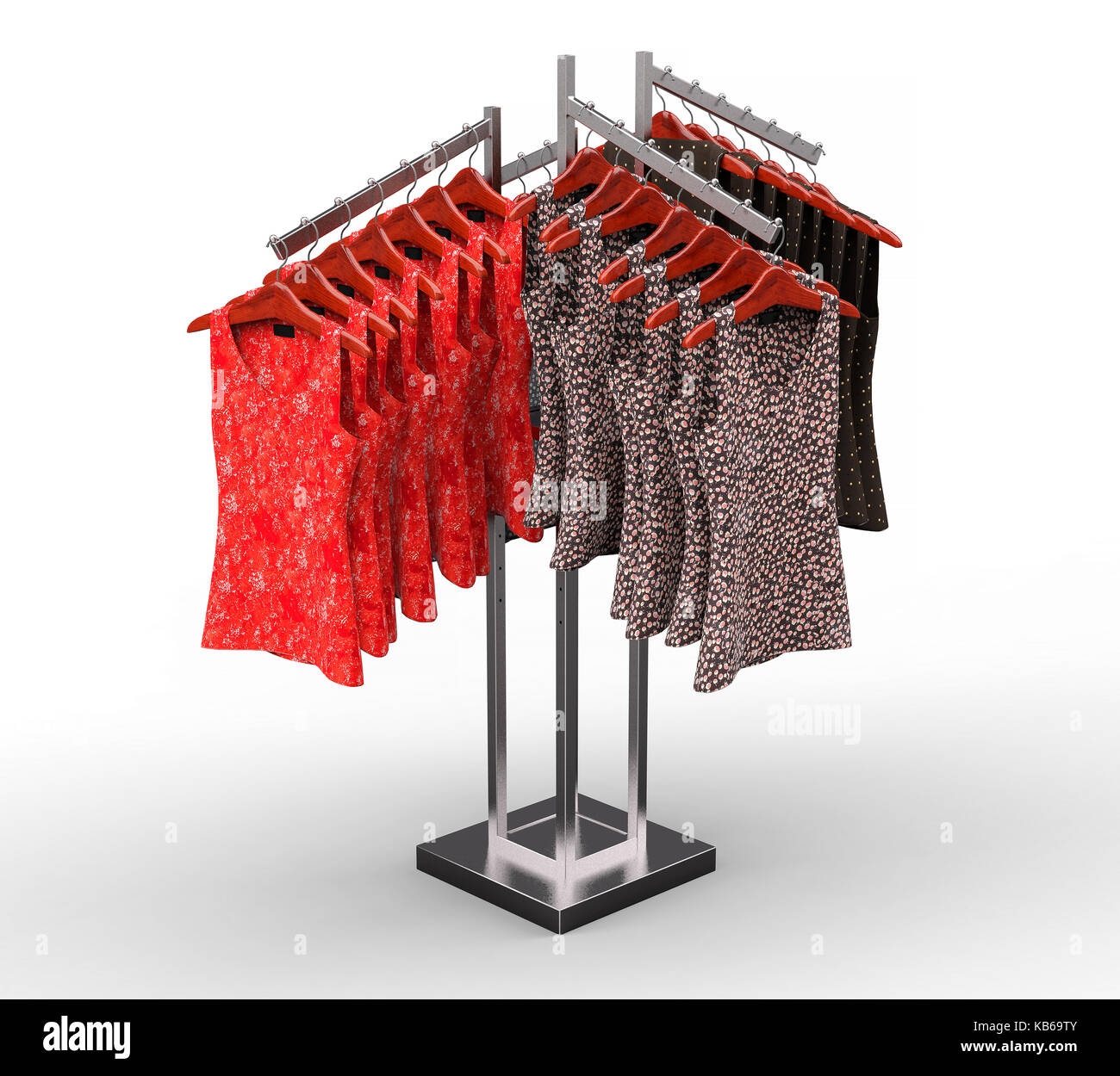 Un Rack De Vêtements à La Mode Accroché En 3d Sur Fond Beige