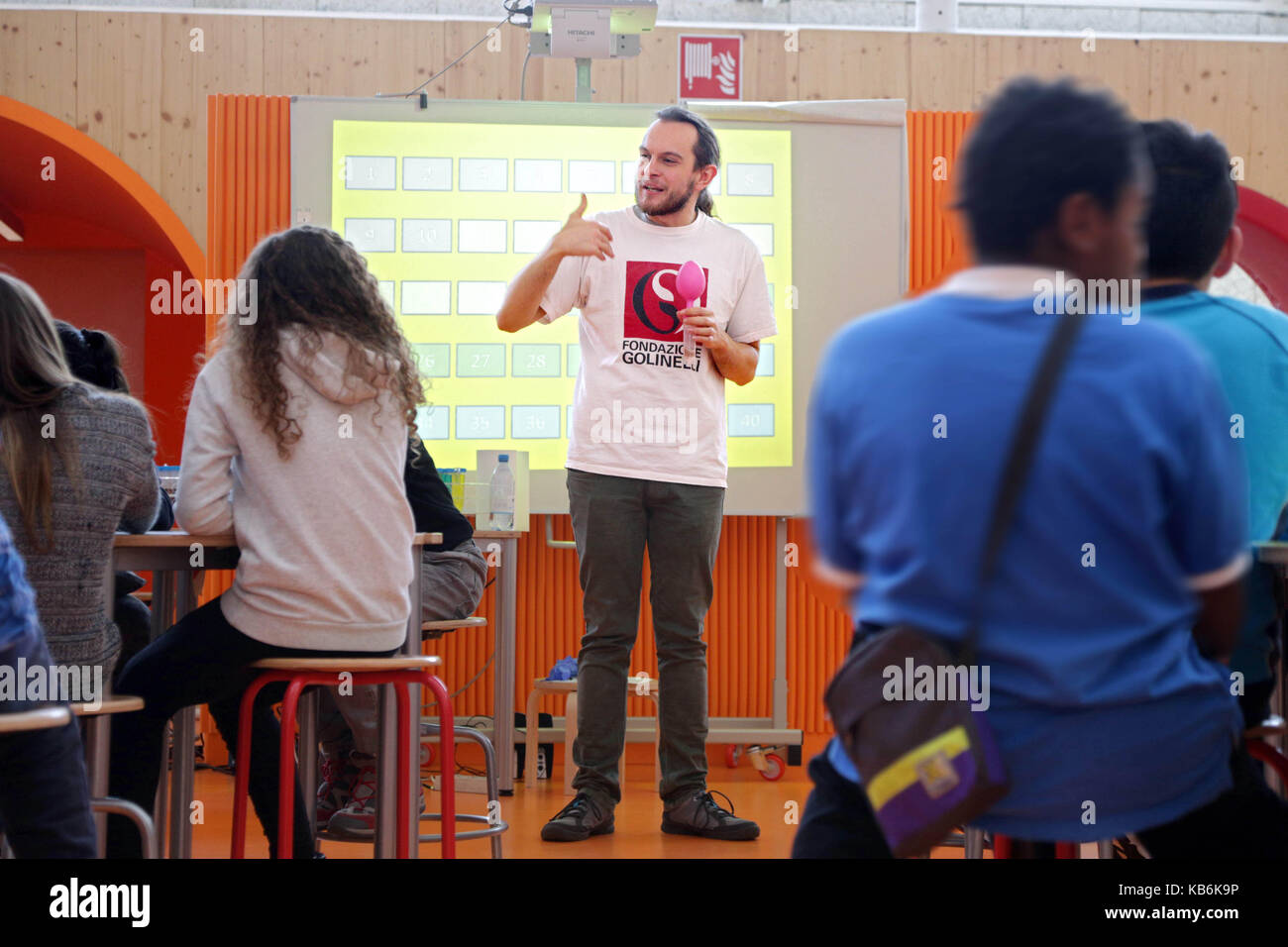 L'opificio golinelli, un musée-laboratoire de la connaissance scientifique réalisée en 2015 sur la commission de la fondation golinelli. photo labs pour stu Banque D'Images
