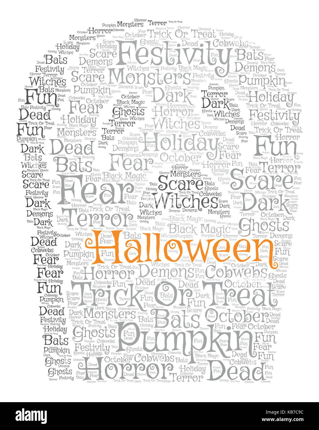 Nuage de mots, halloween concept faite avec pierre forme et tags sur fond blanc. Illustration de Vecteur