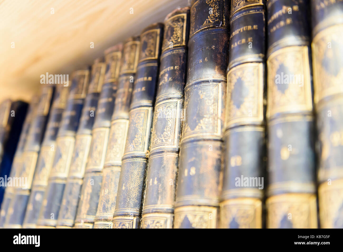 Old Irish théologie livres dans une bibliothèque spécialisée dans l'histoire de l'Irlande. Banque D'Images