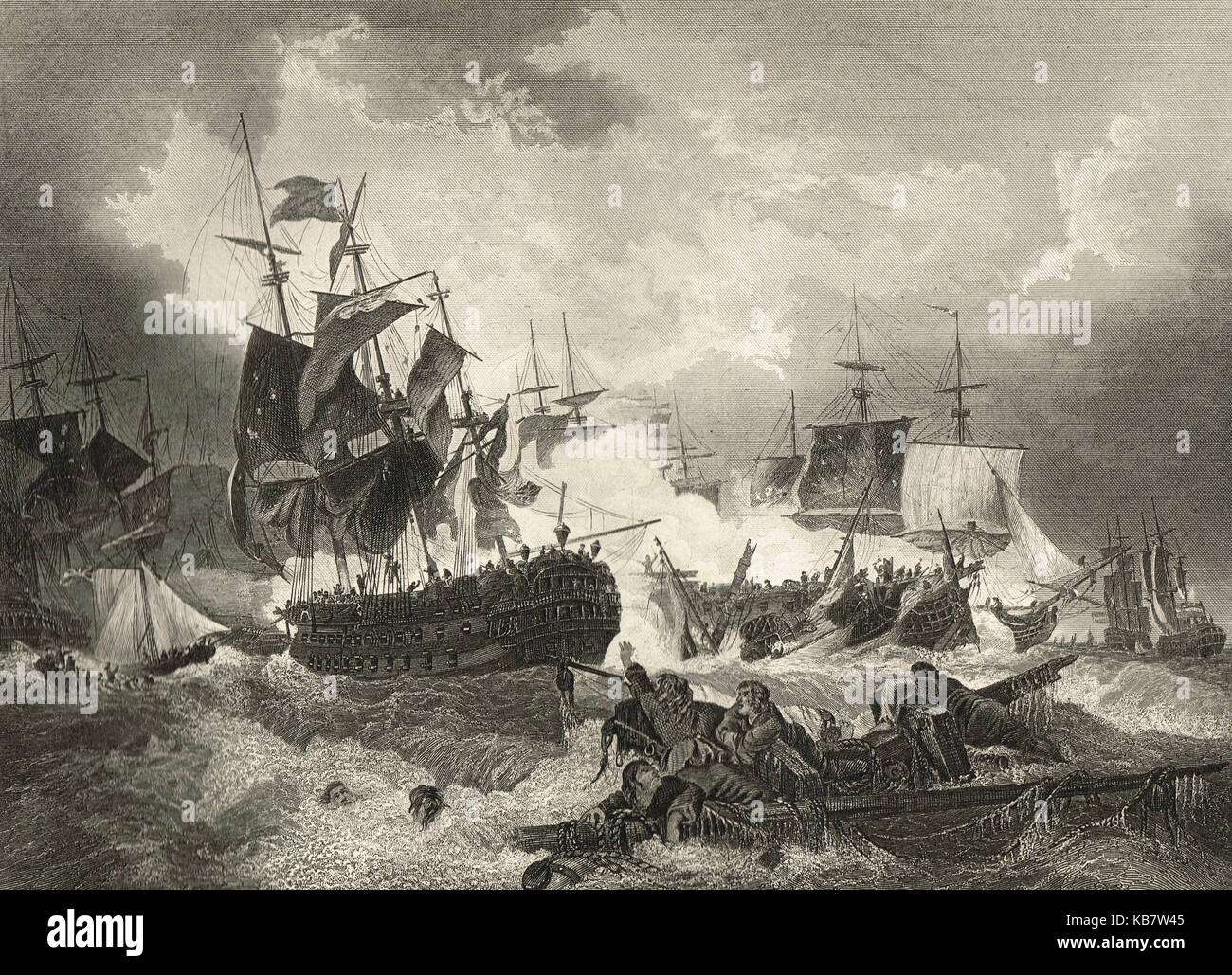 Bataille de Camperdown, Admiral Duncan's défaite de la flotte néerlandaise, 11 octobre 1797 Banque D'Images