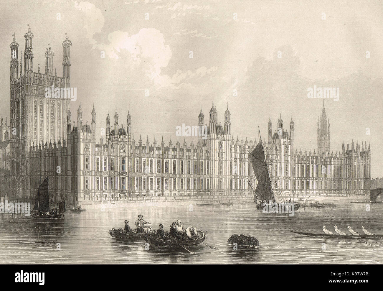 Les nouvelles chambres du Parlement, une vue du 19ème siècle Banque D'Images