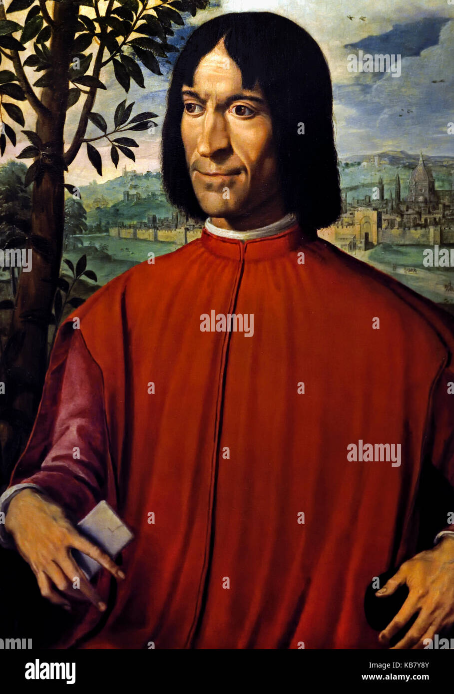 Ritratto di Lorenzo il Magnifico - Portrait de Laurent le Magnifique. 1550 ca .Museo degli Argenti à Palazzo Pitti à Florence - Museo degli Argenti au Palazzo Pitti à Florence Italie ( Laurent de Médicis était un homme d'État italien et le dirigeant de facto de la République Florentine, qui était la plus puissante et enthousiaste d'honneur de la Renaissance. ) Banque D'Images