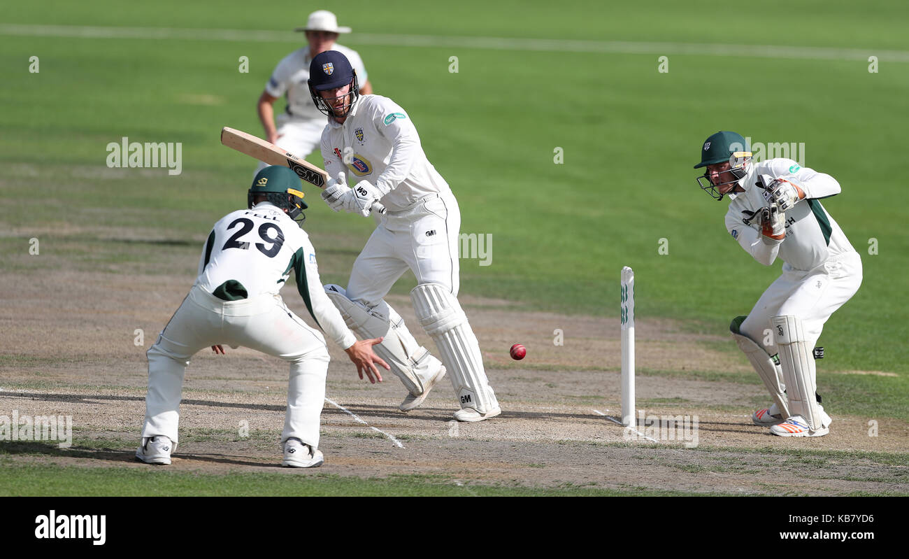 Durham Graham Clark pendant quatre jours au bâton de la division, championnat du comté de specsavers deux match à new road, Worcester. Banque D'Images