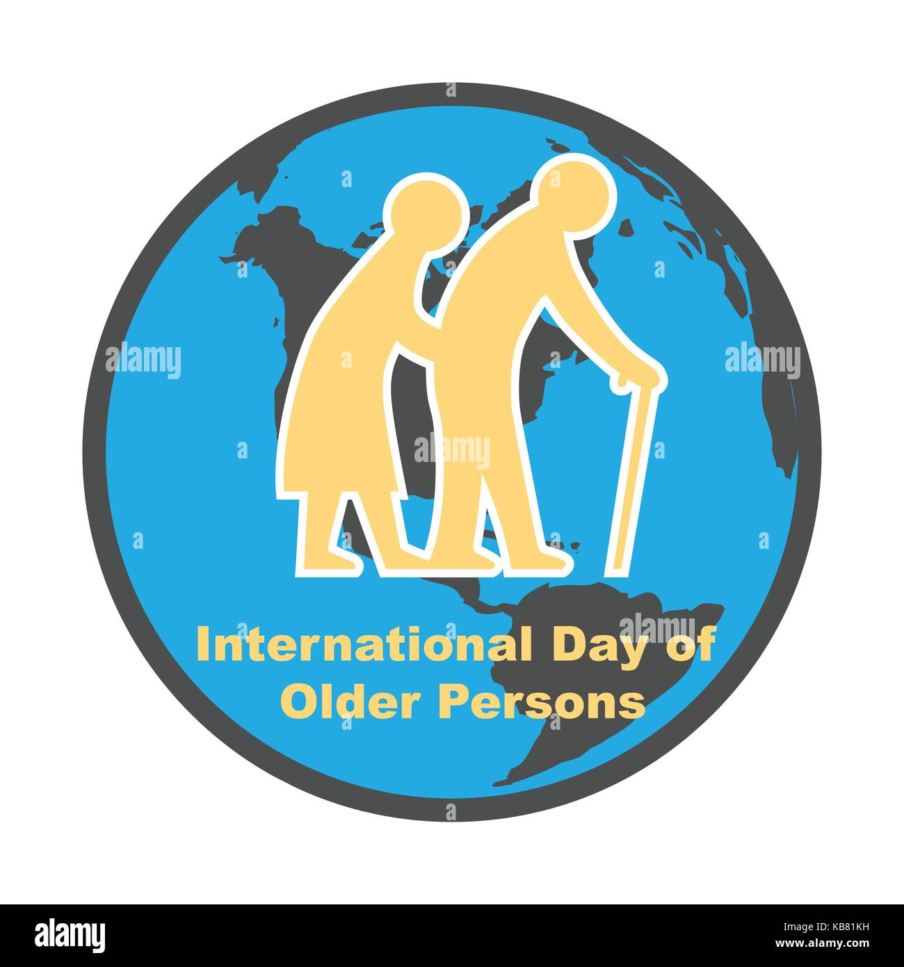Journée internationale des personnes âgées en octobre avec l'icône en forme de globe - vector illustration Illustration de Vecteur