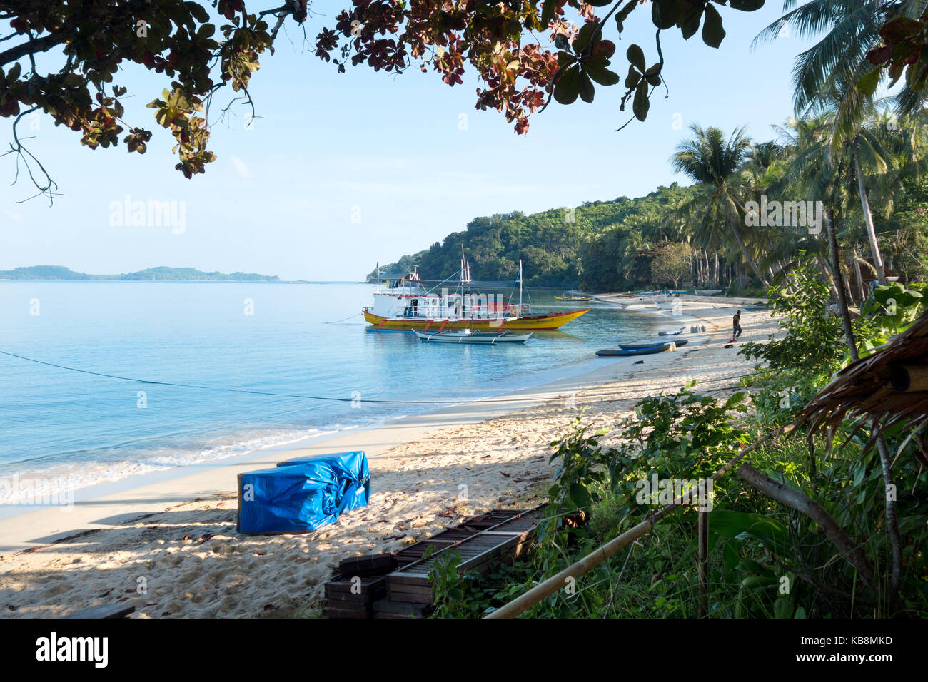 Philippines - camp de la plage sur une île à l'autre maison de vacances El Nido, Palawan, Philippines, province de l'Asie Banque D'Images