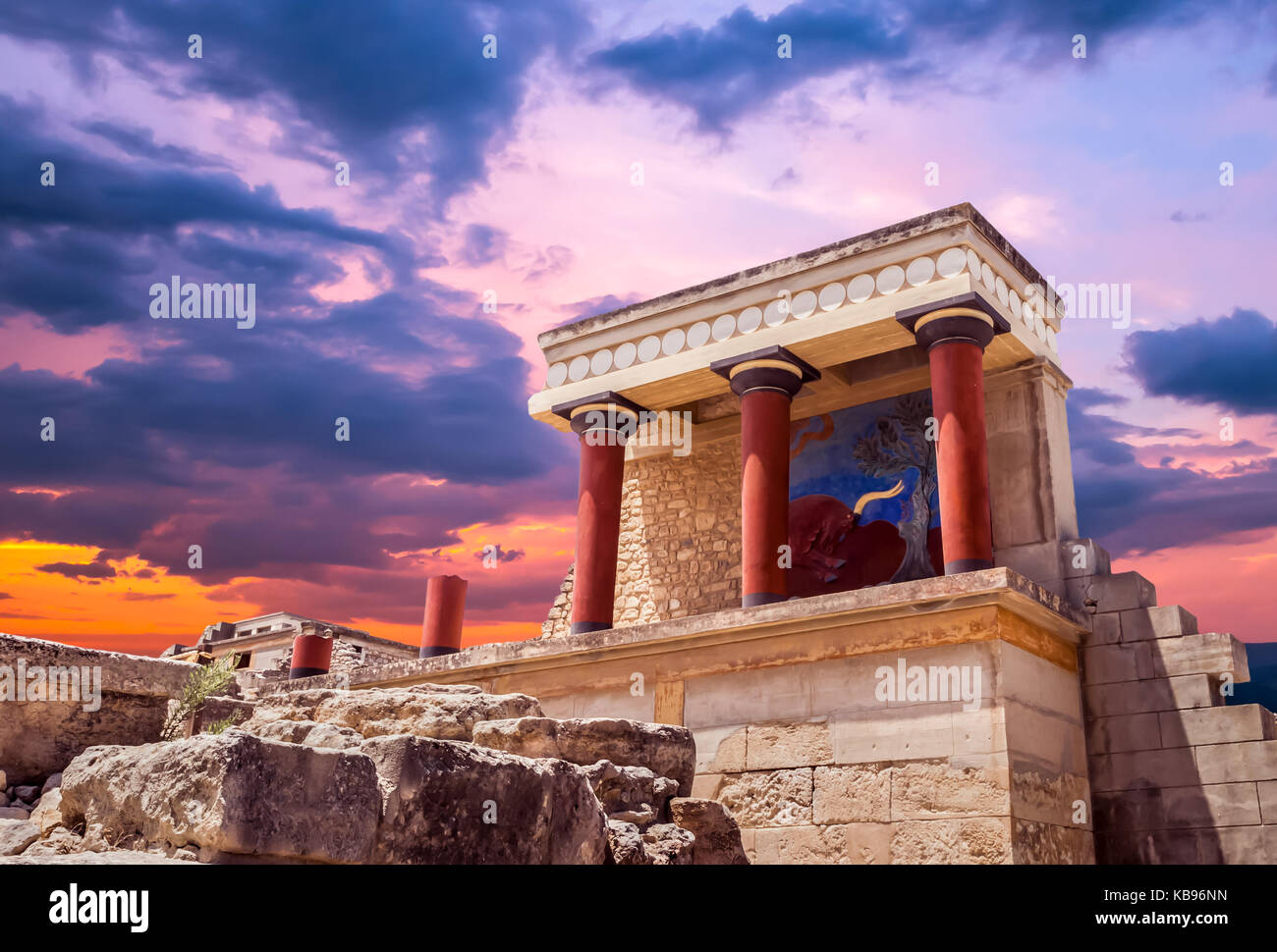 Palais de Knossos, Crète, Grèce. détail des ruines du célèbre palais minoen de Knossos. Banque D'Images