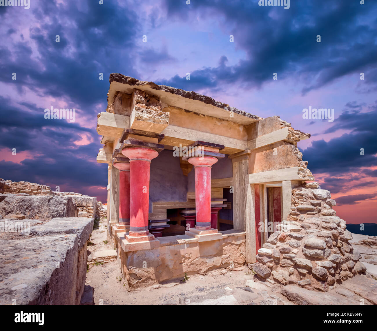 Palais de Knossos, Crète, Grèce. détail des ruines du célèbre palais minoen de Knossos. Banque D'Images