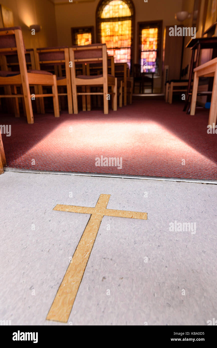 Entrée d'une chapelle de l'hôpital. Banque D'Images