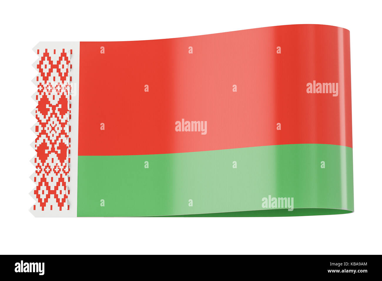 Tag vêtements, étiquette avec le drapeau de la Biélorussie. Le rendu 3D isolé sur fond blanc Banque D'Images