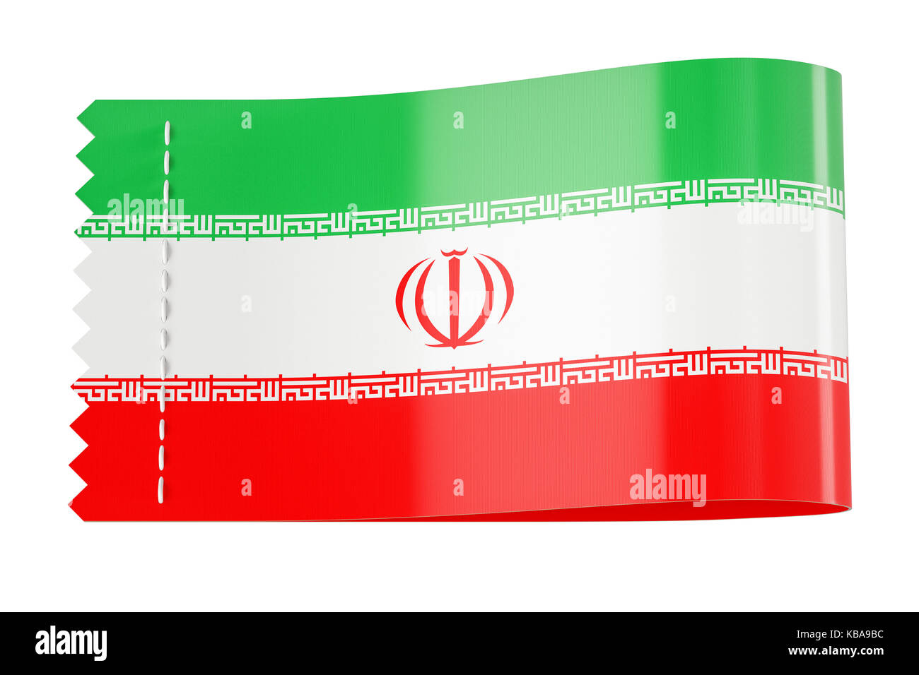 Tag vêtements, étiquette avec le drapeau de l'Iran. Le rendu 3D isolé sur fond blanc Banque D'Images