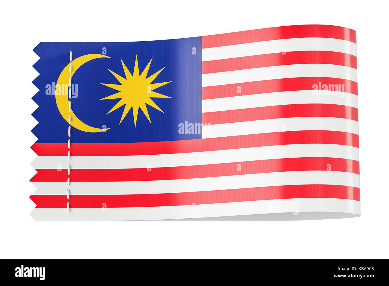Tag vêtements, étiquette avec le drapeau de la Malaisie. Le rendu 3D isolé sur fond blanc Banque D'Images