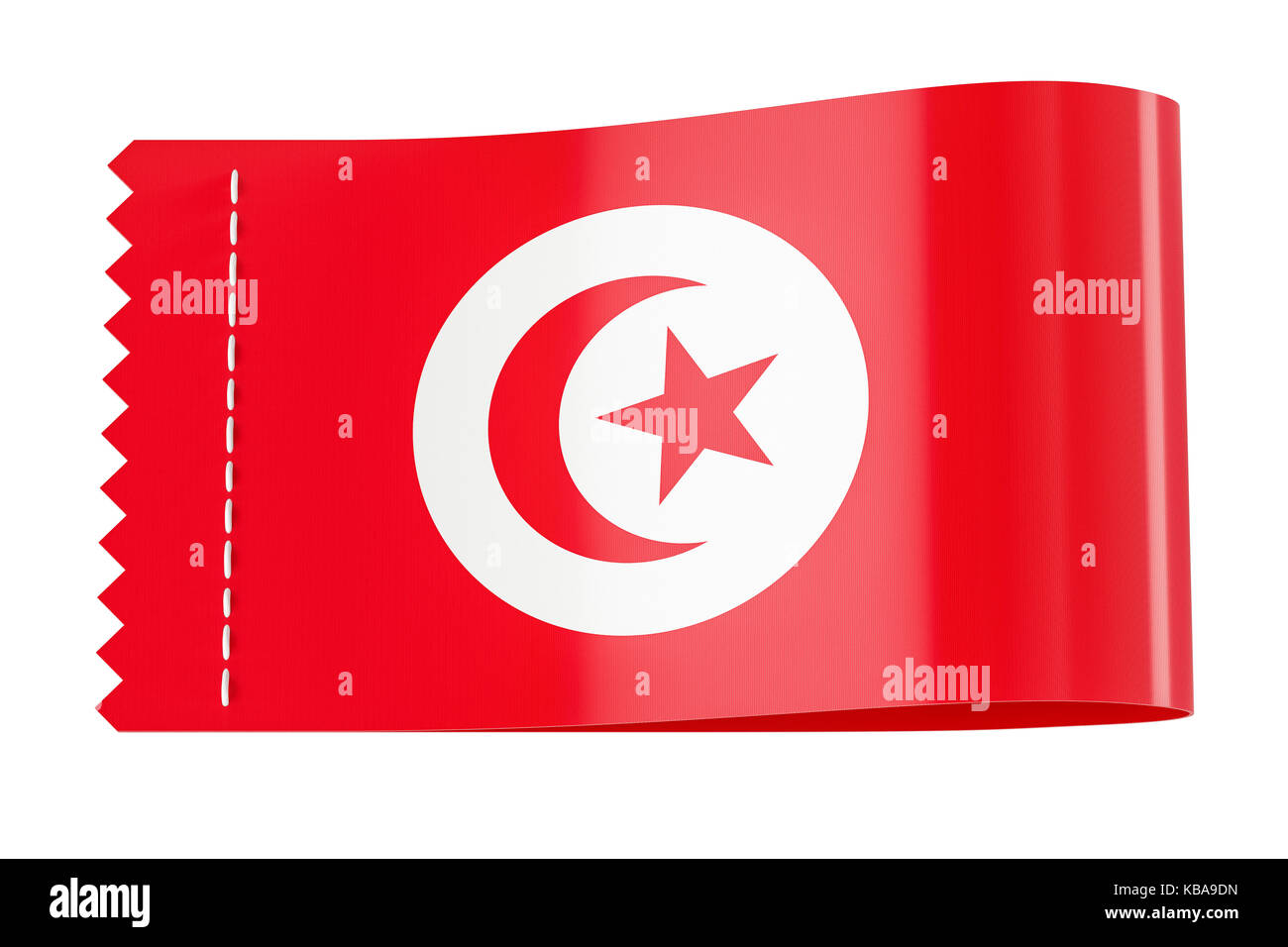 Tag vêtements, étiquette avec pavillon de Tunis. Le rendu 3D isolé sur fond blanc Banque D'Images