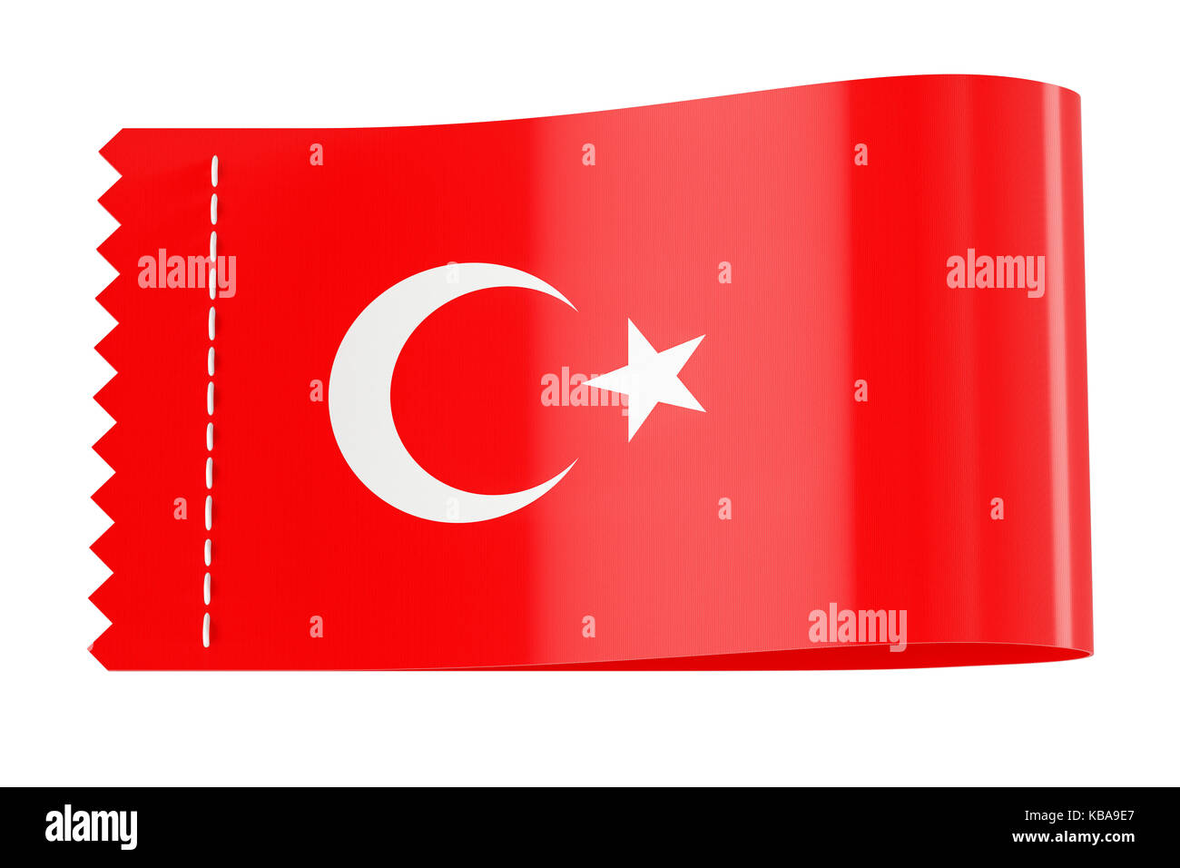 Tag vêtements, étiquette avec le drapeau de la Turquie. Le rendu 3D isolé sur fond blanc Banque D'Images