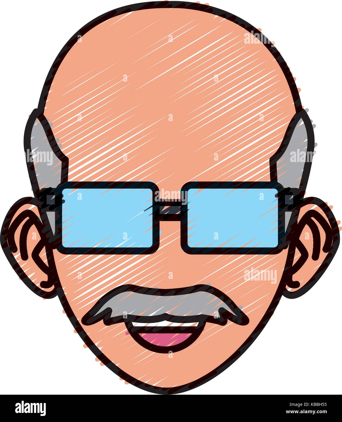 Vieil Homme à lunettes cartoon Illustration de Vecteur