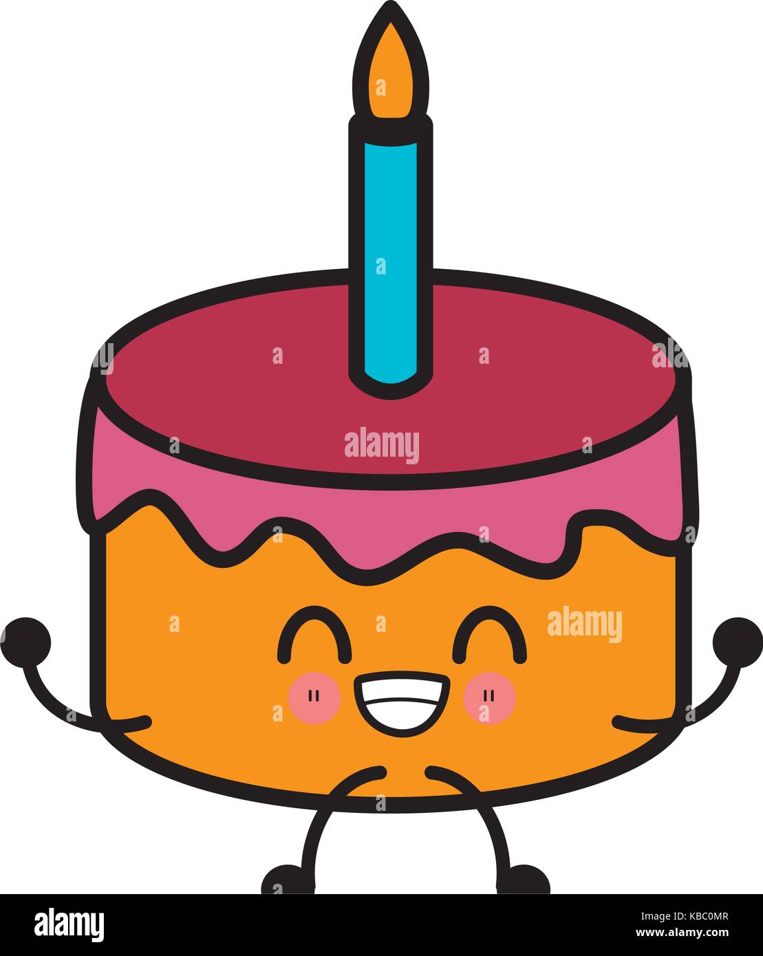 Gateau D Anniversaire Kawaii Cute Cartoon Isoles Image Vectorielle Stock Alamy