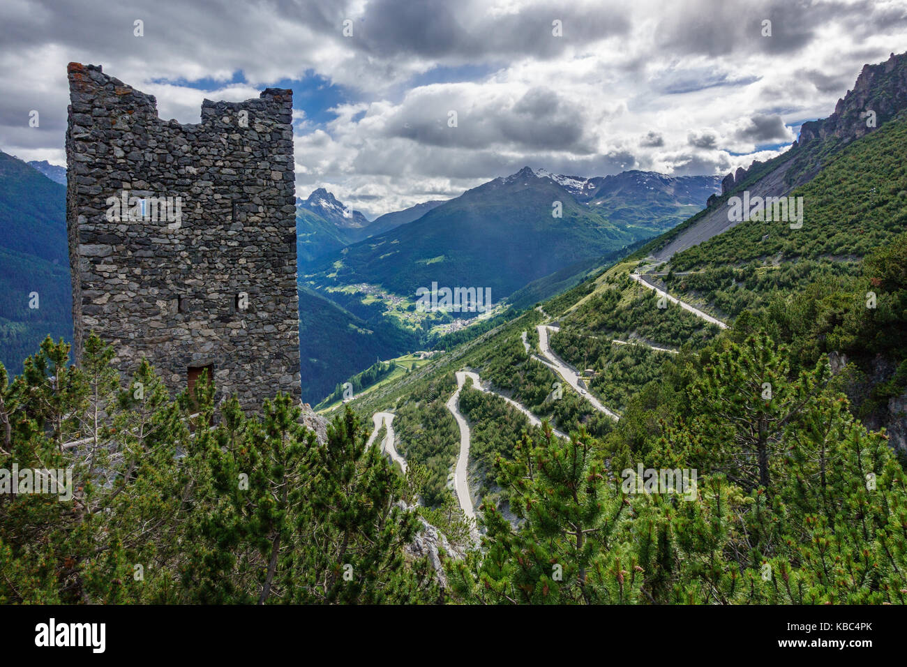 Tour de fraele et ascension, attraction touristique en Valteline Banque D'Images