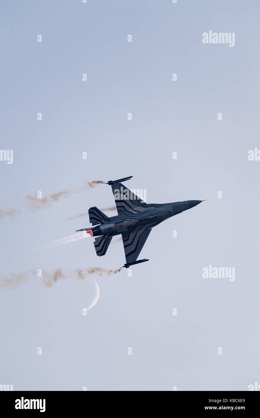 La composante aérienne belge f-16 de l'équipe de démonstration, airshow Festa al Cel Lleida (Lérida), Espagne Banque D'Images