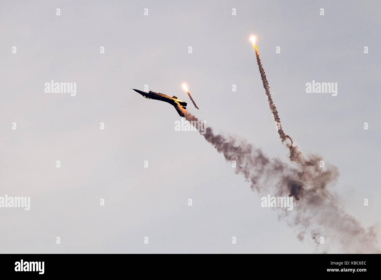 La composante aérienne belge f-16 de l'équipe de démonstration, airshow Festa al Cel Lleida (Lérida), Espagne Banque D'Images