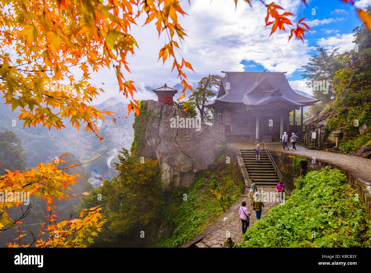 Yamadera temple montagne à Yamagata, Japon. Banque D'Images