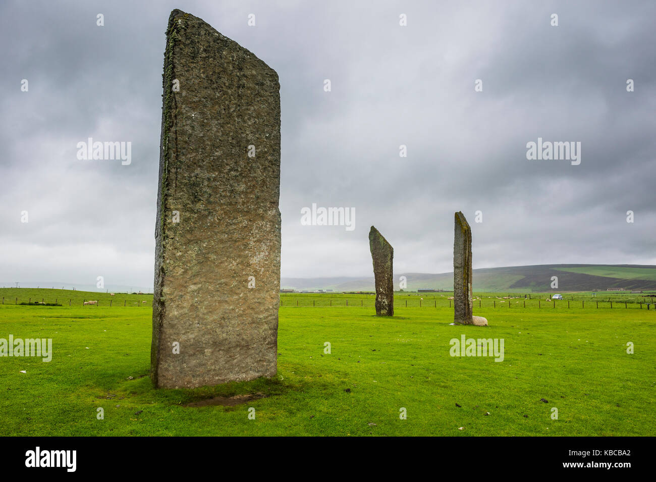 Les Menhirs de Stenness, UNESCO World Heritage site, îles Orcades, Ecosse, Royaume-Uni, Europe Banque D'Images