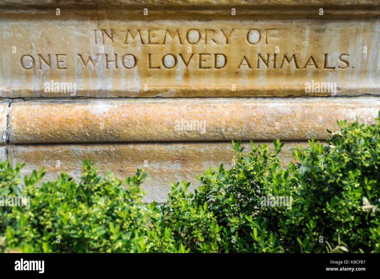 Richmond Virginia,Shockoe Slip district,Morgan Fountain,inscription,en mémoire de celui qui aimait les animaux,VA170521091 Banque D'Images