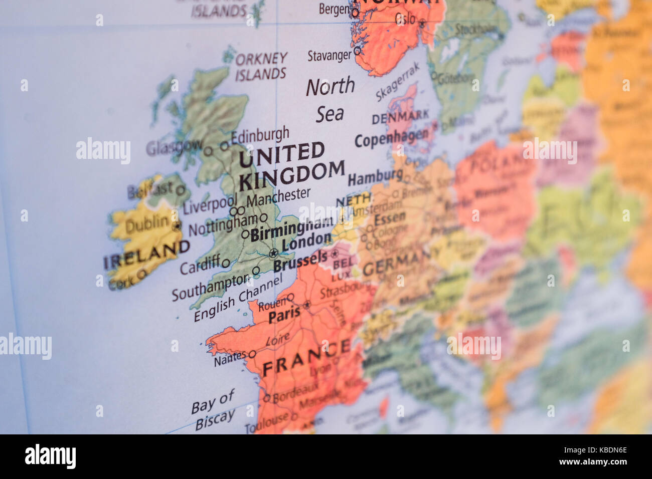 Une carte montrant l'Europe. Banque D'Images