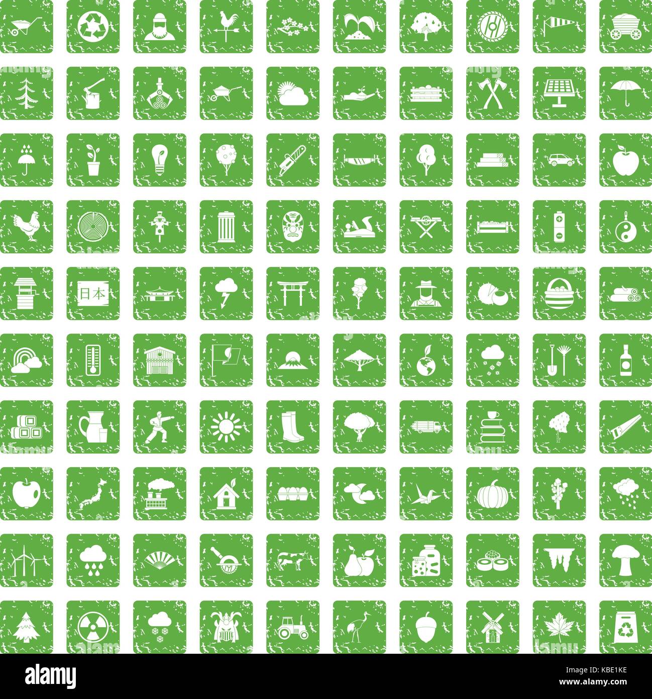 Arbre généalogique 100 icons set grunge green Illustration de Vecteur