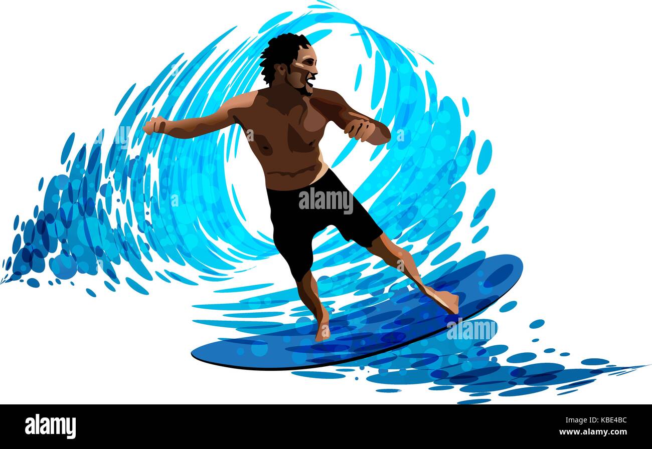 surfer sur les vagues Illustration de Vecteur
