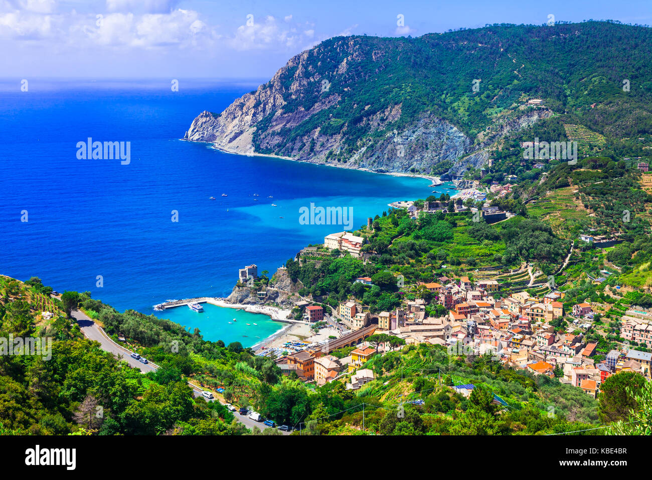 Belle Monterosso al Mare, Cinque Terre ligurie,vue panoramique,.italie. Banque D'Images