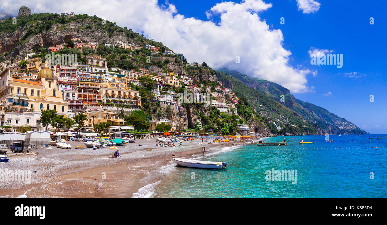 Scenic Positano - magnifique côte amalfitaine . L'Italie, région campanie Banque D'Images
