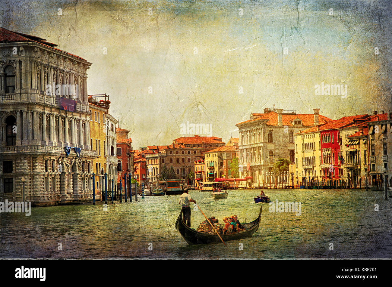 Belle romantique Venise - photo artistique dans le style de peinture Banque D'Images
