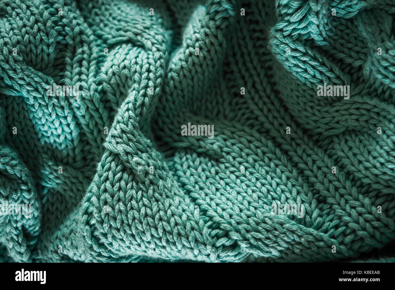 Chandail tricoté vert texture background, pull froissé Banque D'Images