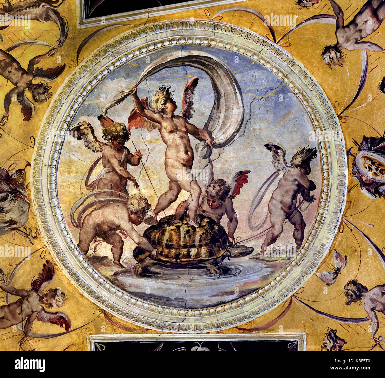 L'Hercules Prix Cette salle (la Sala di Ercole) tire son nom de l'objet de les peintures sur le plafond avec des histoires d'Hercule.Le Palazzo Vecchio Florence Italie 16e siècle Banque D'Images