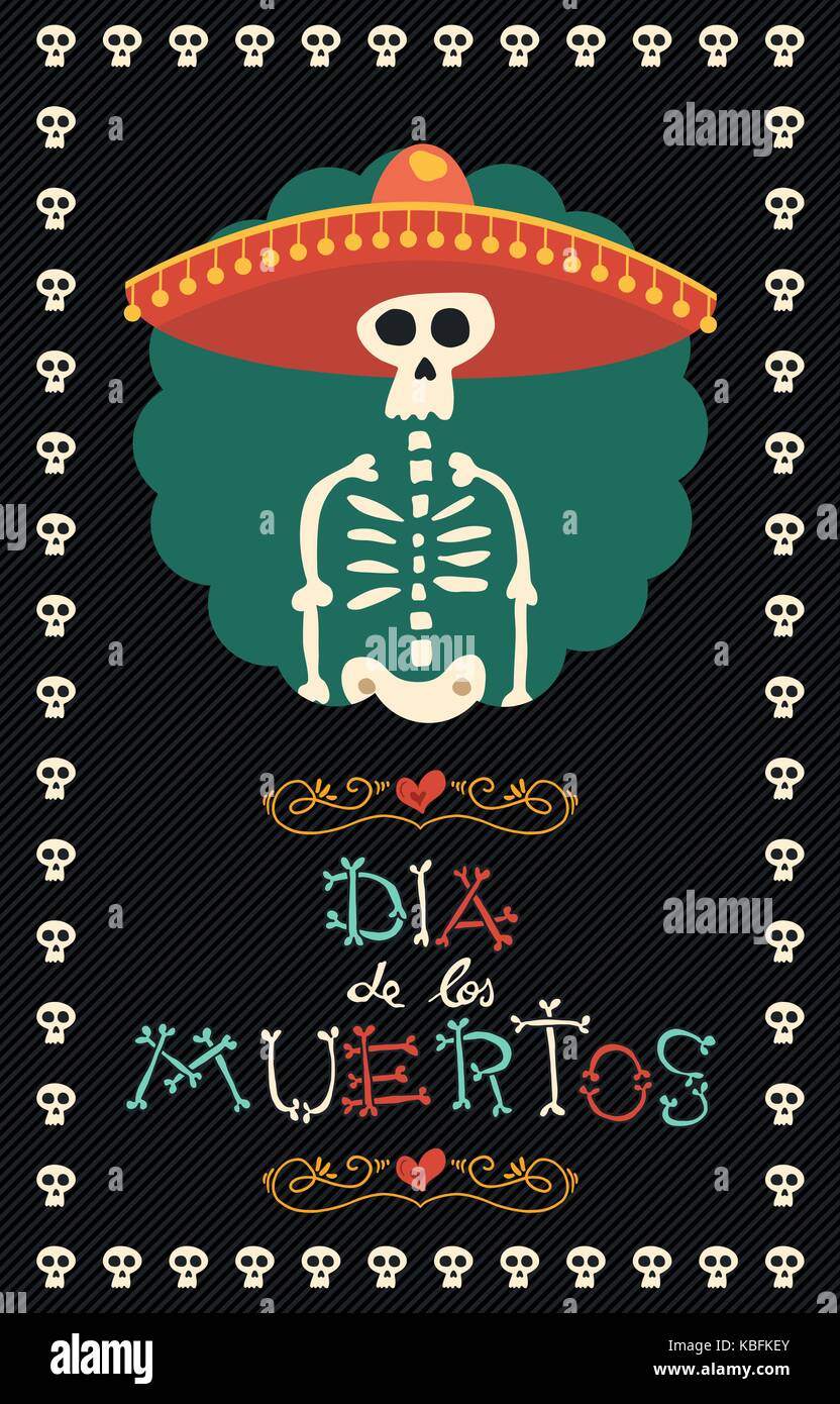 Le Jour des morts crâne en sucre mariachi illustration pour la célébration mexicaine traditionnelle, le Mexique à la main avec de l'os du squelette décoration. eps10 vector. Illustration de Vecteur