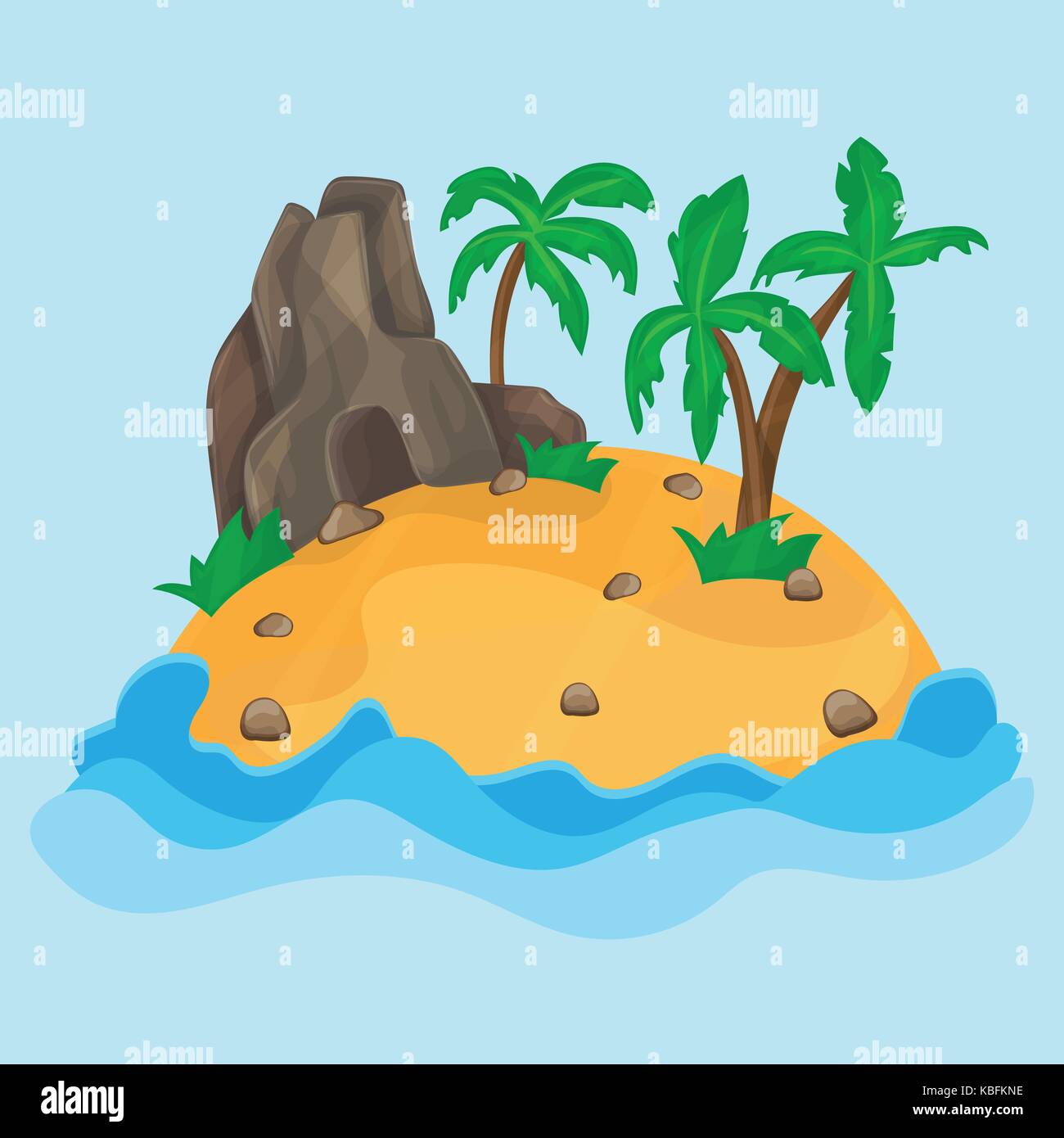 Cartoon illustration de la petite île tropicale Illustration de Vecteur