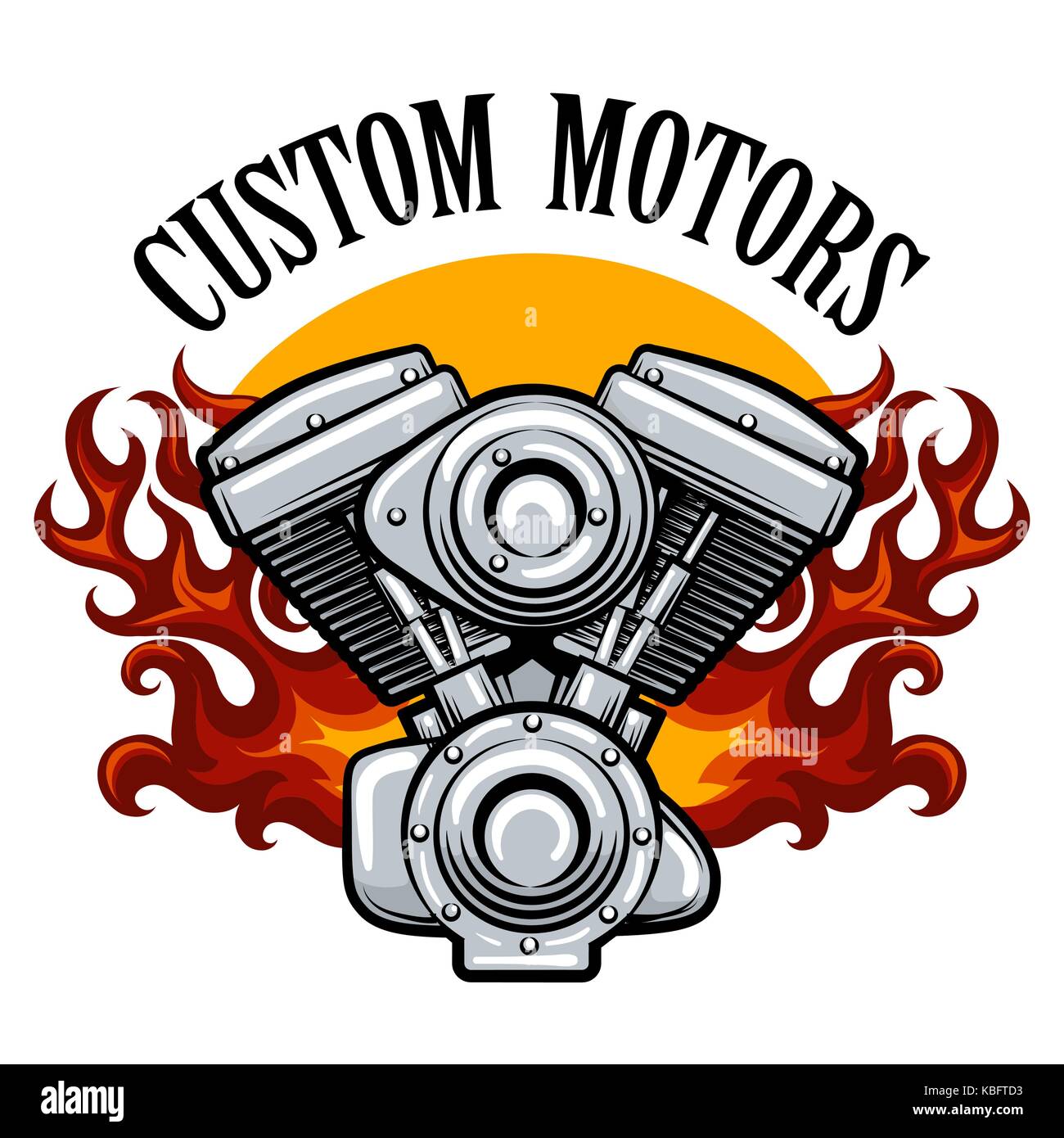 L'équipe de course de VTT, moto club moto ou d'un insigne de service avec moteur en flamme. vector illustration. Illustration de Vecteur