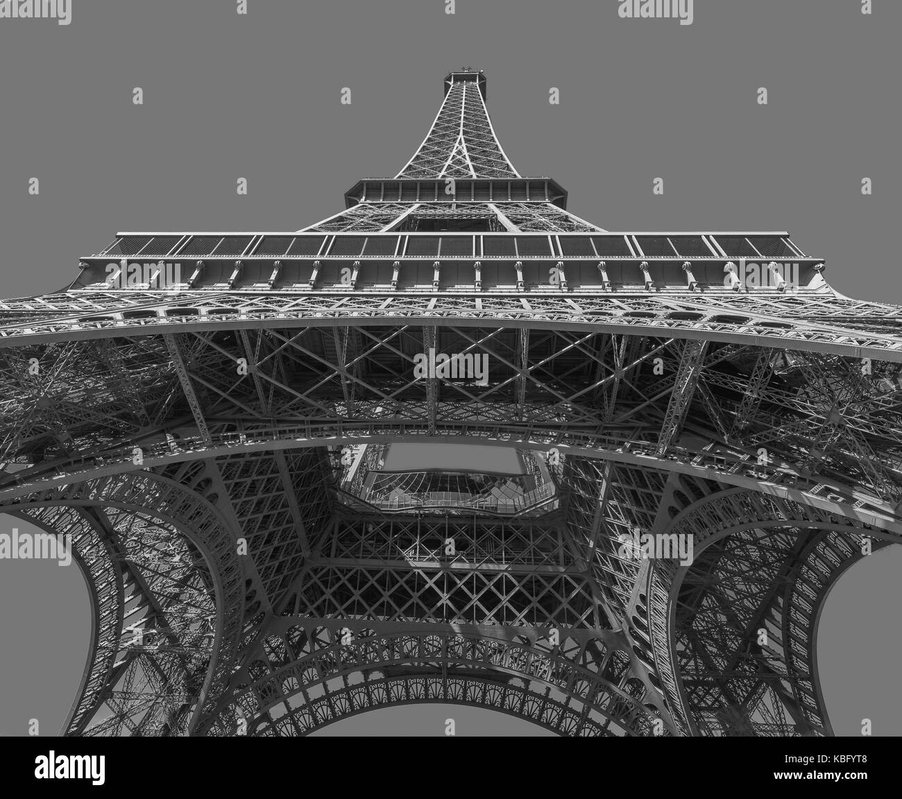 Image architecture monochrome de la Tour Eiffel sur fond gris Banque D'Images