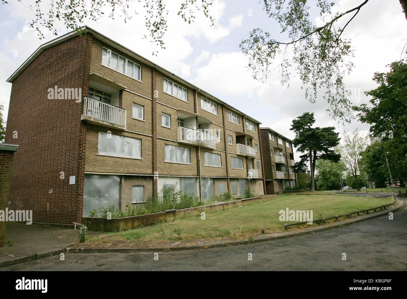 Démolition de l'ancien conseil appartements dans Erdington, Birmingham, Juin 2006 Banque D'Images
