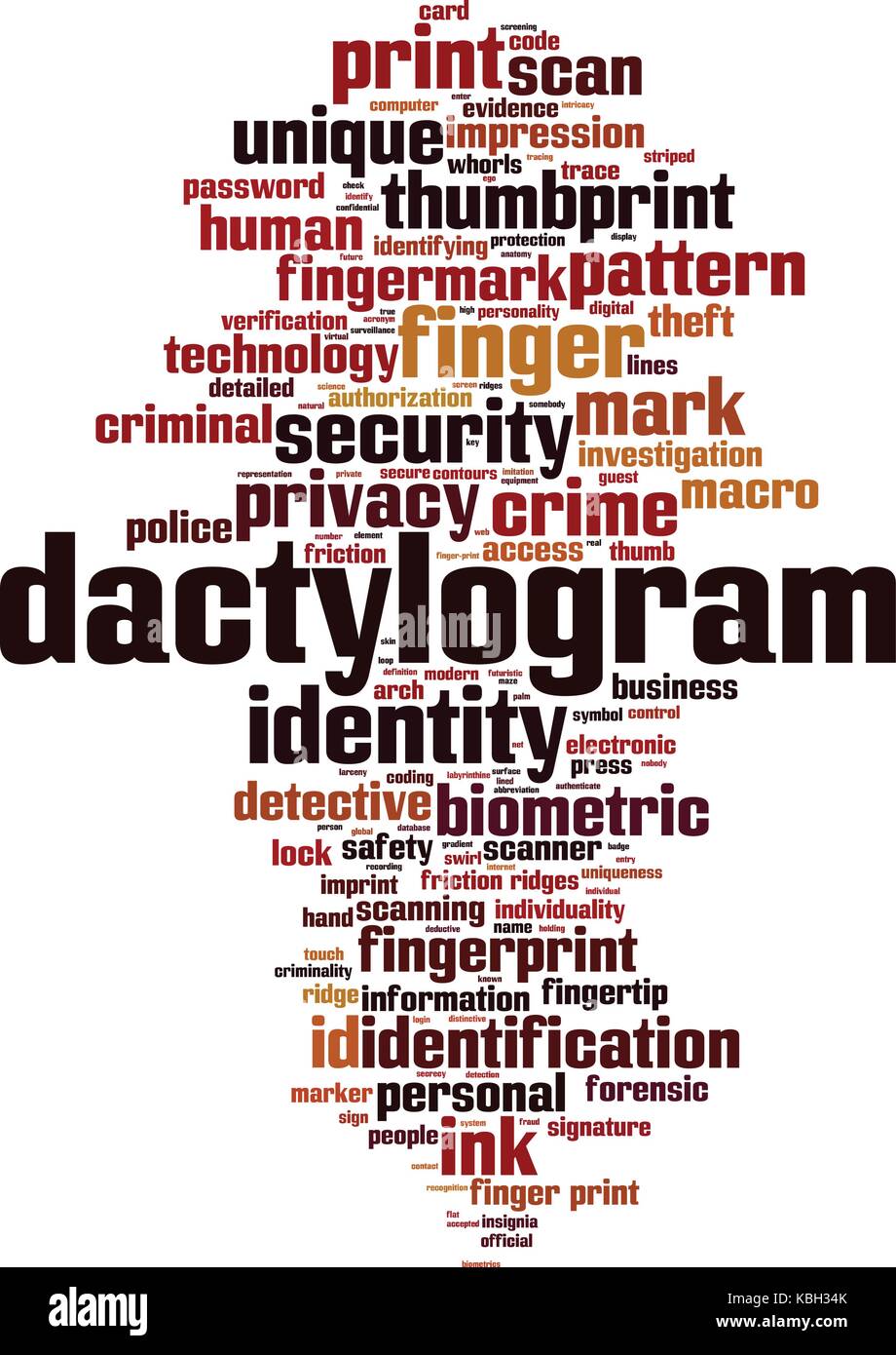 Dactylogram mot concept cloud. vector illustration Illustration de Vecteur