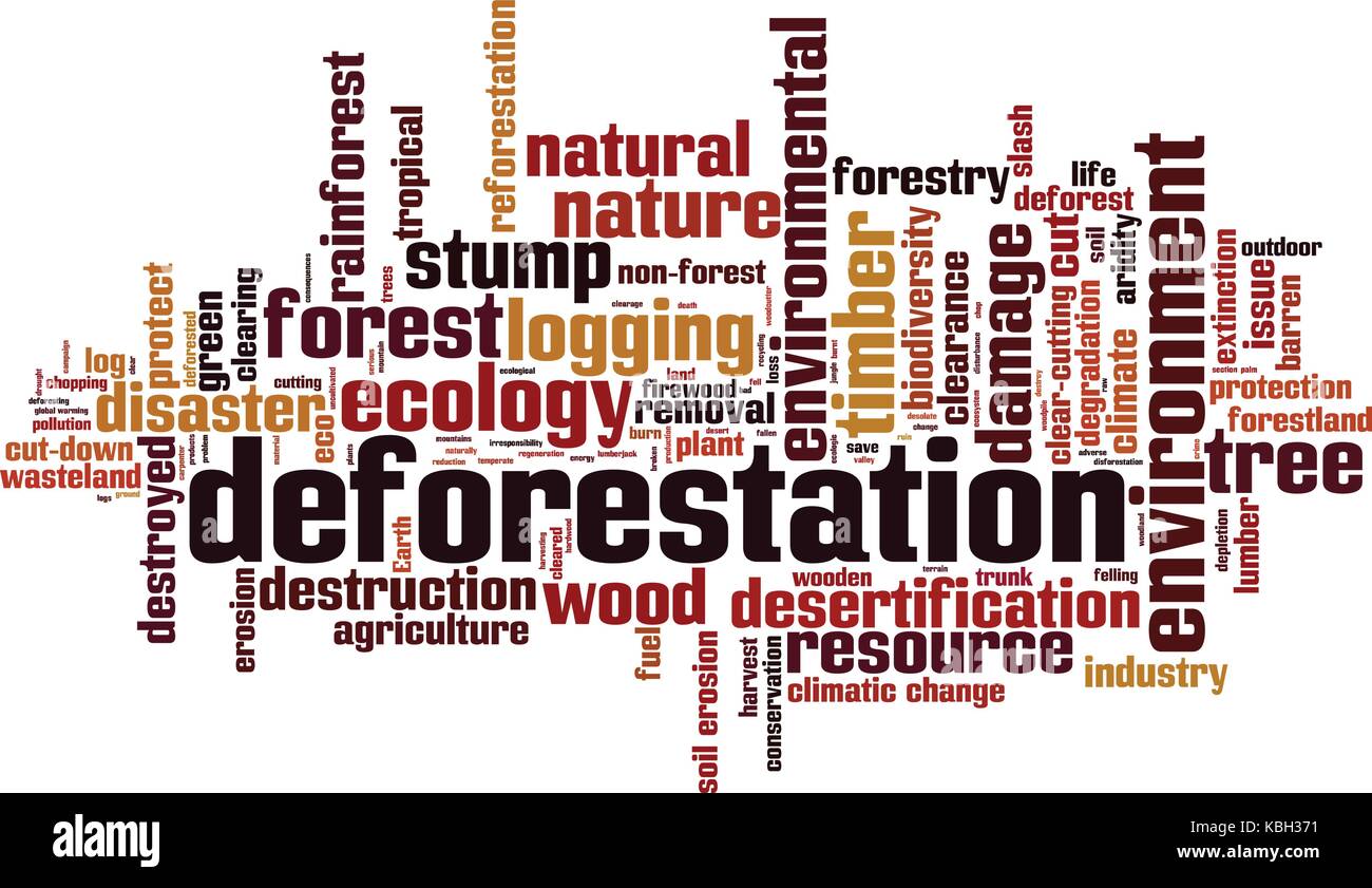 La déforestation mot concept cloud. vector illustration Illustration de Vecteur