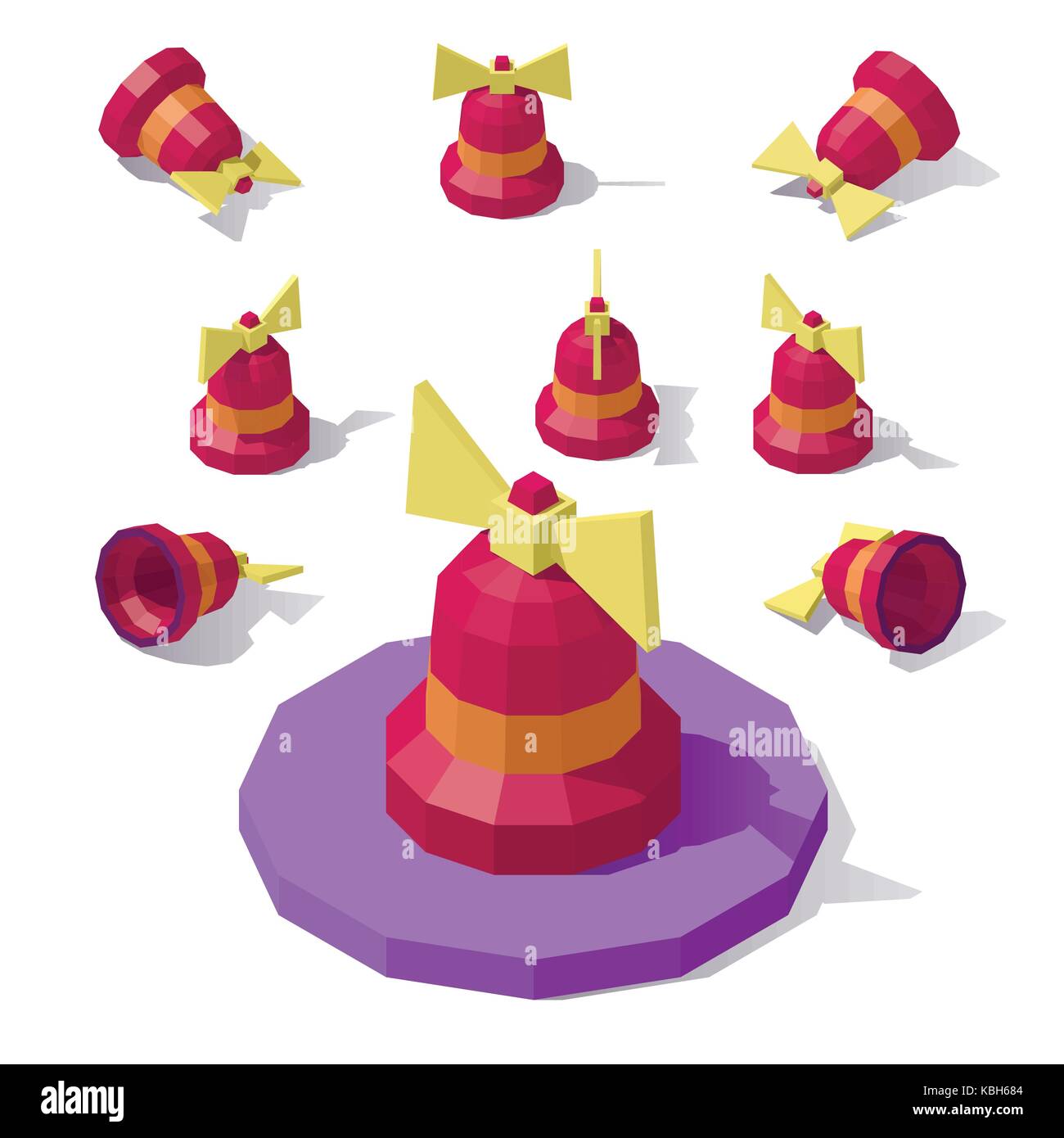 Low poly bell avec un arc Illustration de Vecteur