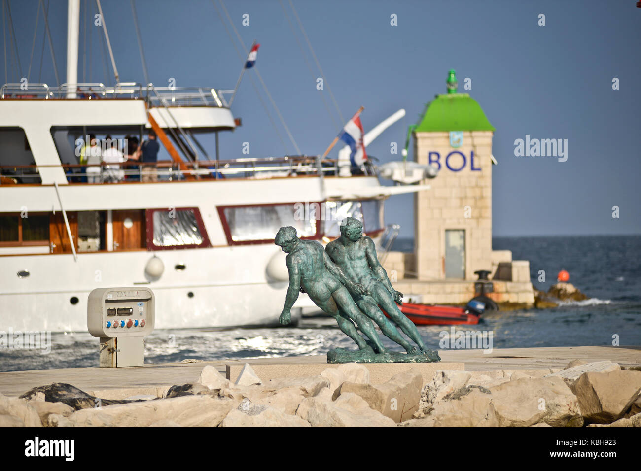 Sculpture en bronze à Bol port. L''île de Brac, Croatie Banque D'Images