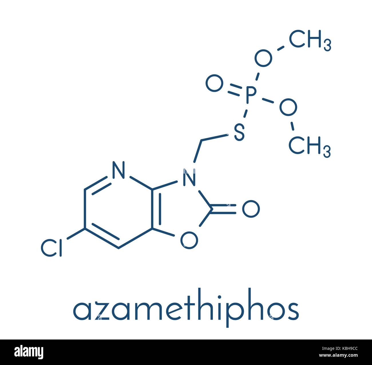 L'azaméthiphos. molécule de pesticide utilisé dans flypaper, médecine vétérinaire, etc. formule topologique. Illustration de Vecteur