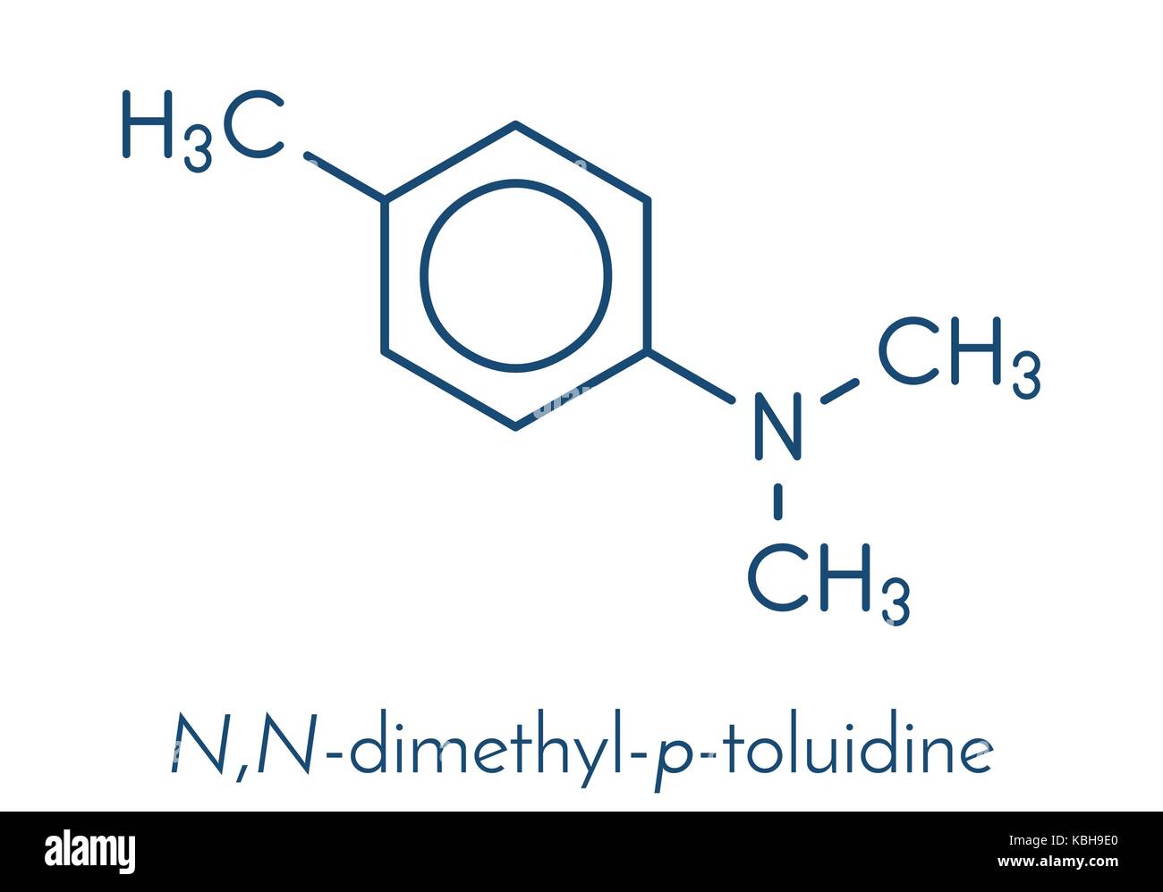 Le n,n-p-toluidine (dmpt) molécule. couramment utilisé comme catalyseur dans la production de polymères et de matériaux dentaires et ciments osseux du squelette. f Illustration de Vecteur